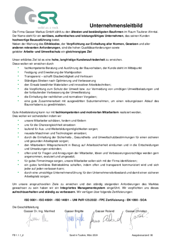 Unternehmensleitbild